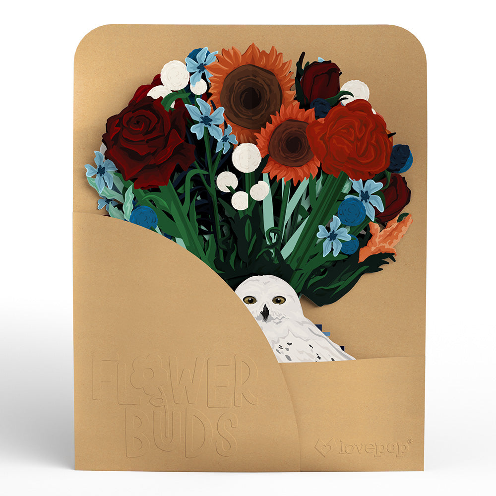 Harry Potter™ Hedwig™ Plushpop Card & Flower Buds Bouquet Bundle