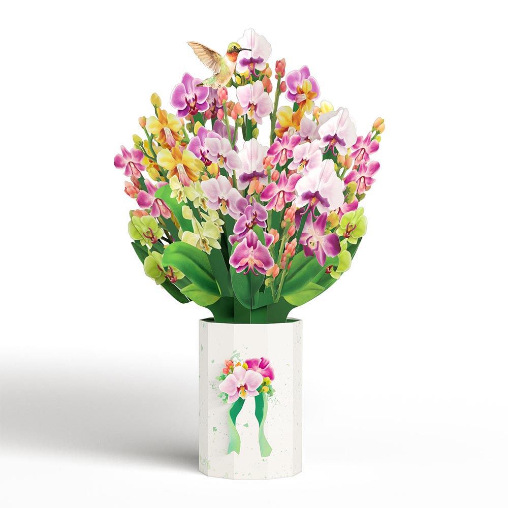 Mother's Day Orchid Pop-Up Card & Bouquet Bundle