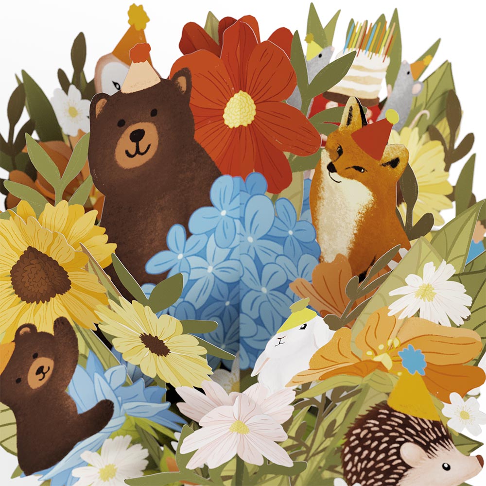 Woodland 80th Birthday Party Bouquet and Sentiment Set