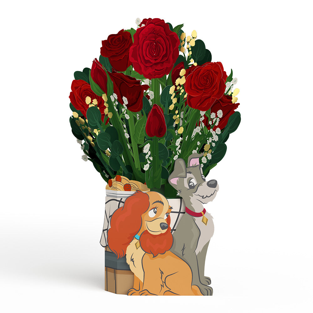 Disney’s Lady & The Tramp Pop-Up Card & Flower Buds Bouquet Bundle