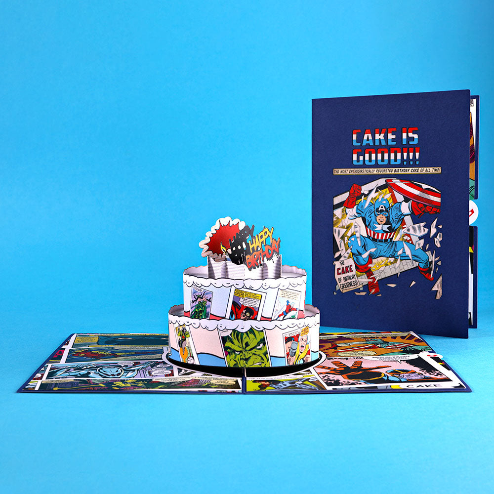 Marvel Comic Birthday Cake Pop-Up Card