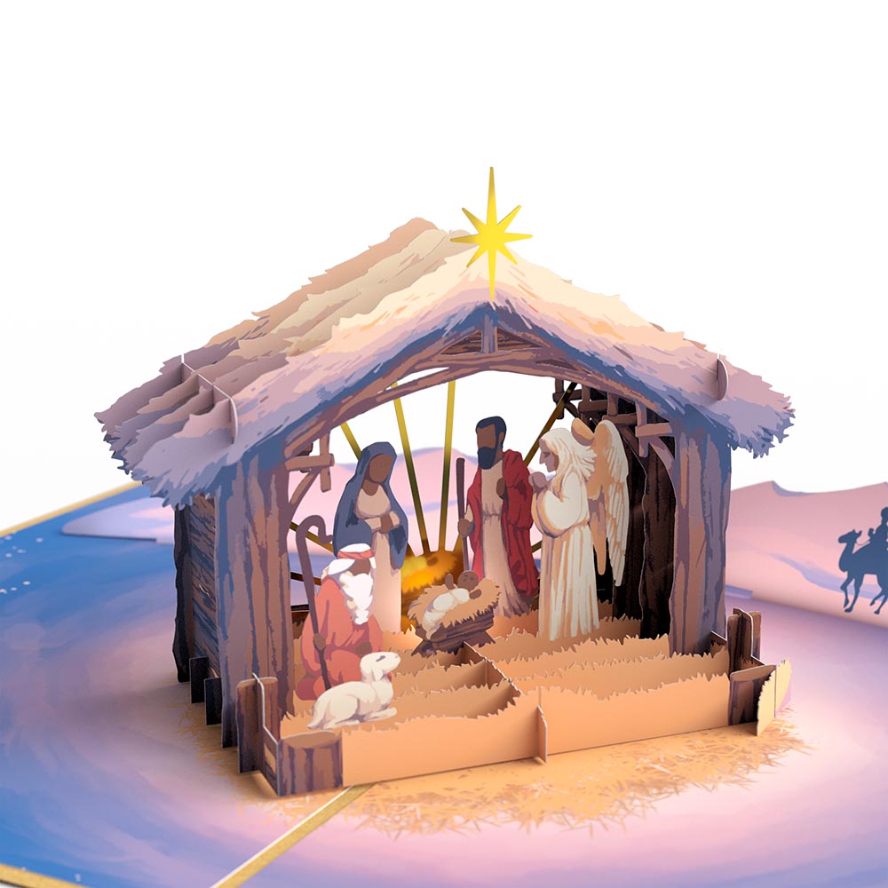 Painted Nativity Pop-Up Card