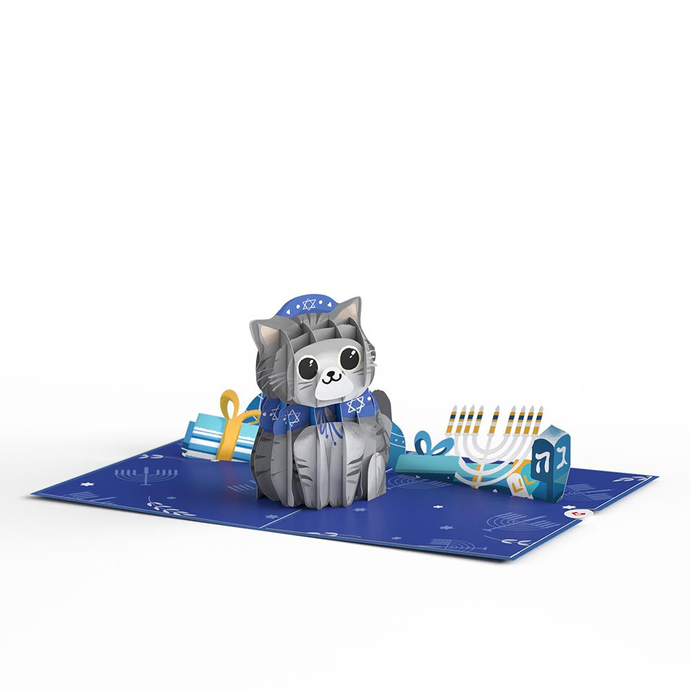 Happy Hanukkah Cat Pop-Up Card