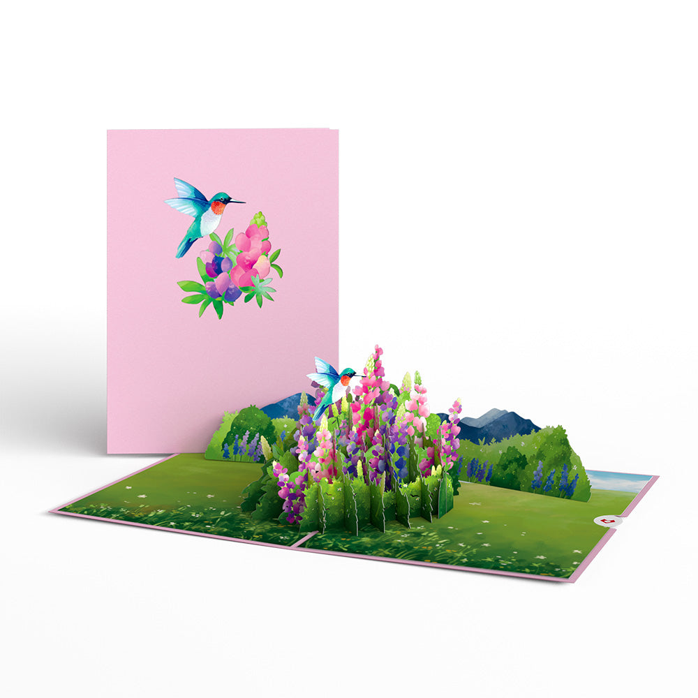 Lupine Hummingbird Pop-Up Card