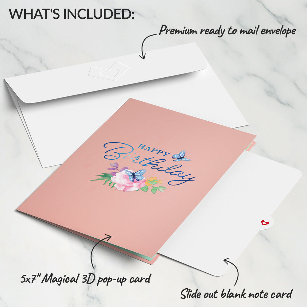 Birthday Blue Morpho Butterfly Pop-Up Card