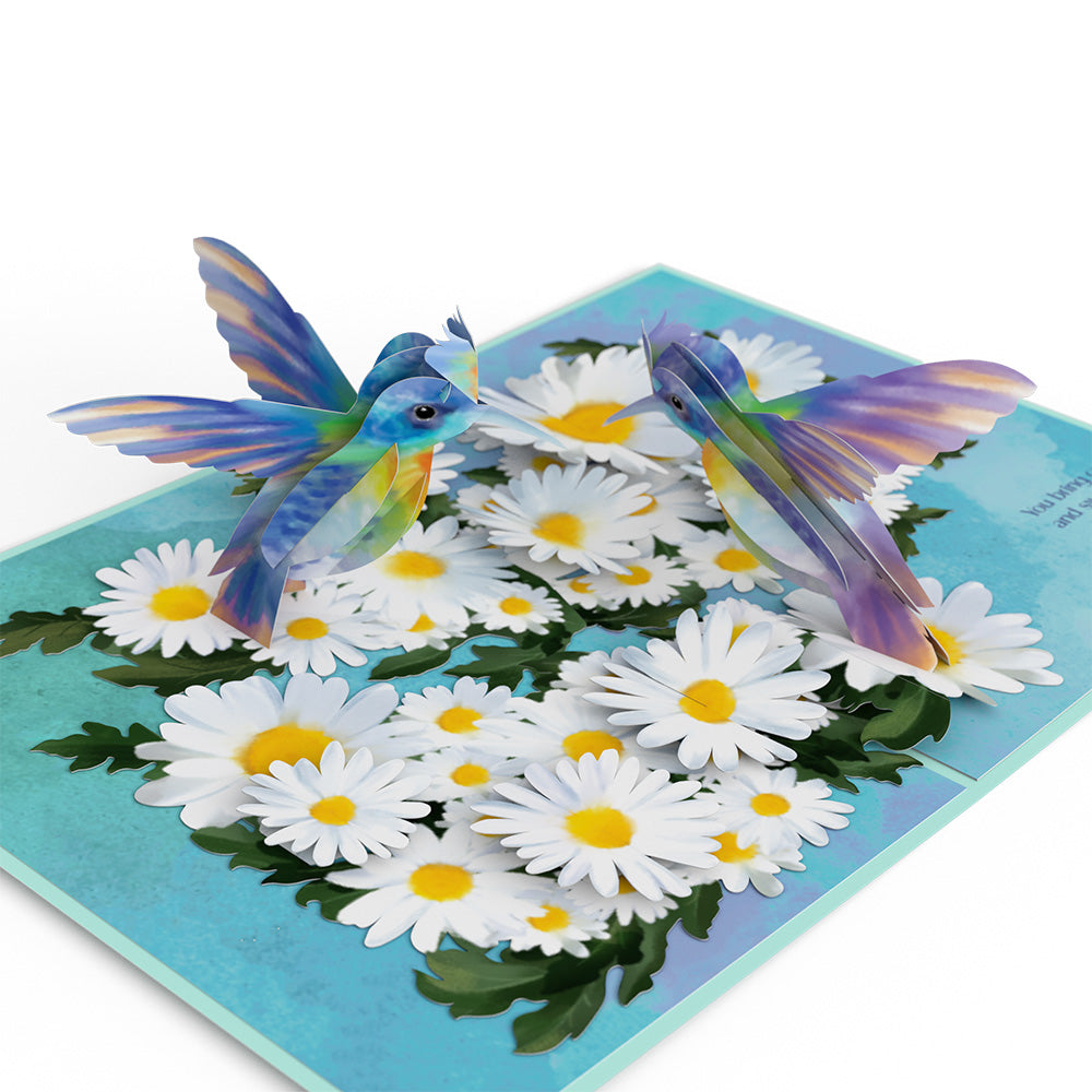 Beloved Grandparents Daisy Patch Hummingbirds Pop-Up Card
