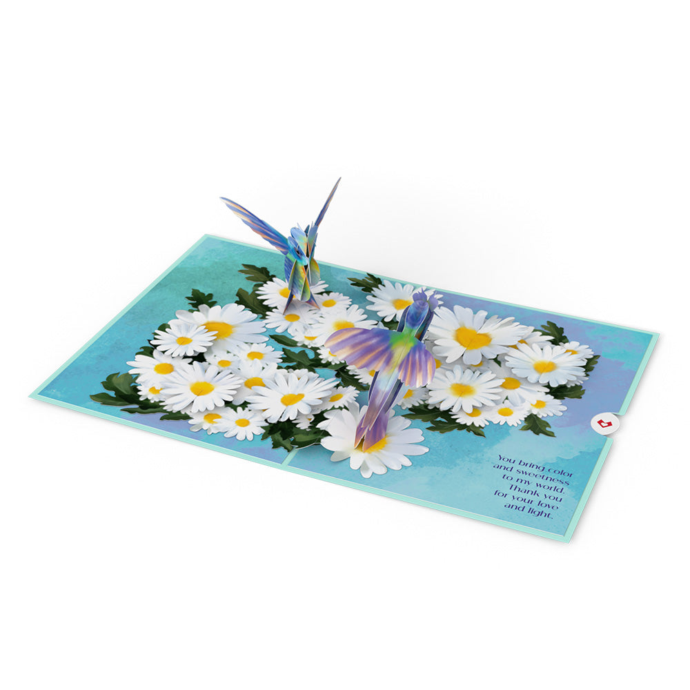 Beloved Grandparents Daisy Patch Hummingbirds Pop-Up Card