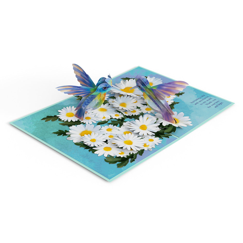 Beloved Grandparents Daisy Patch Hummingbirds Pop-Up Card