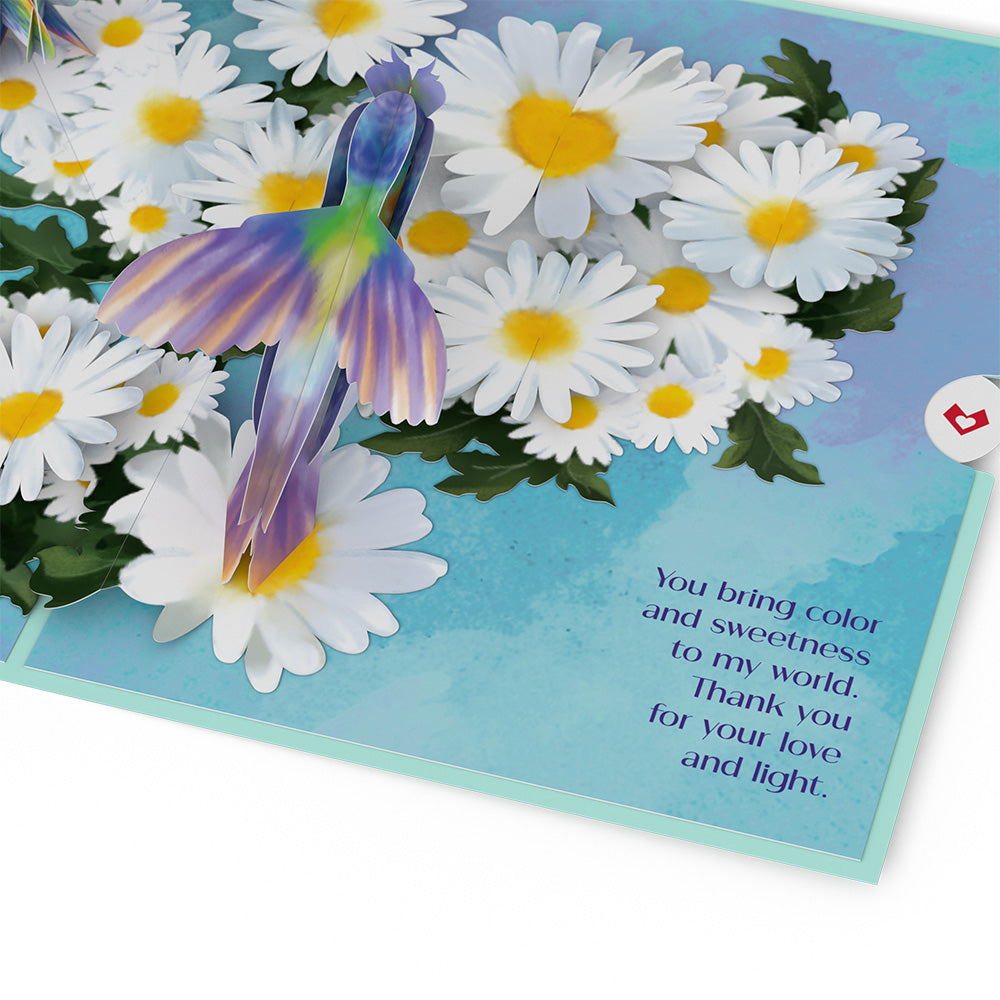 Beloved Grandparents Daisy Patch Hummingbirds Pop-Up Card