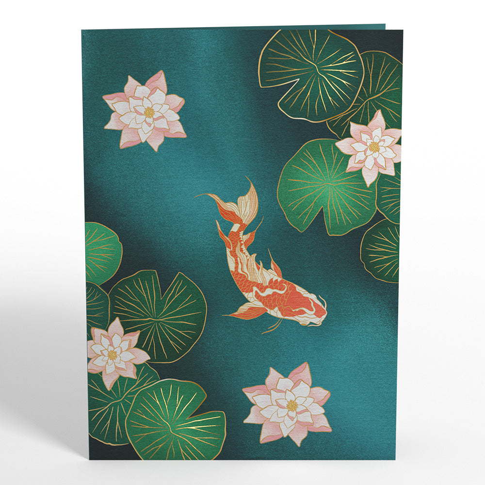 Koi Fish and Lotus Pond Pop-Up Card