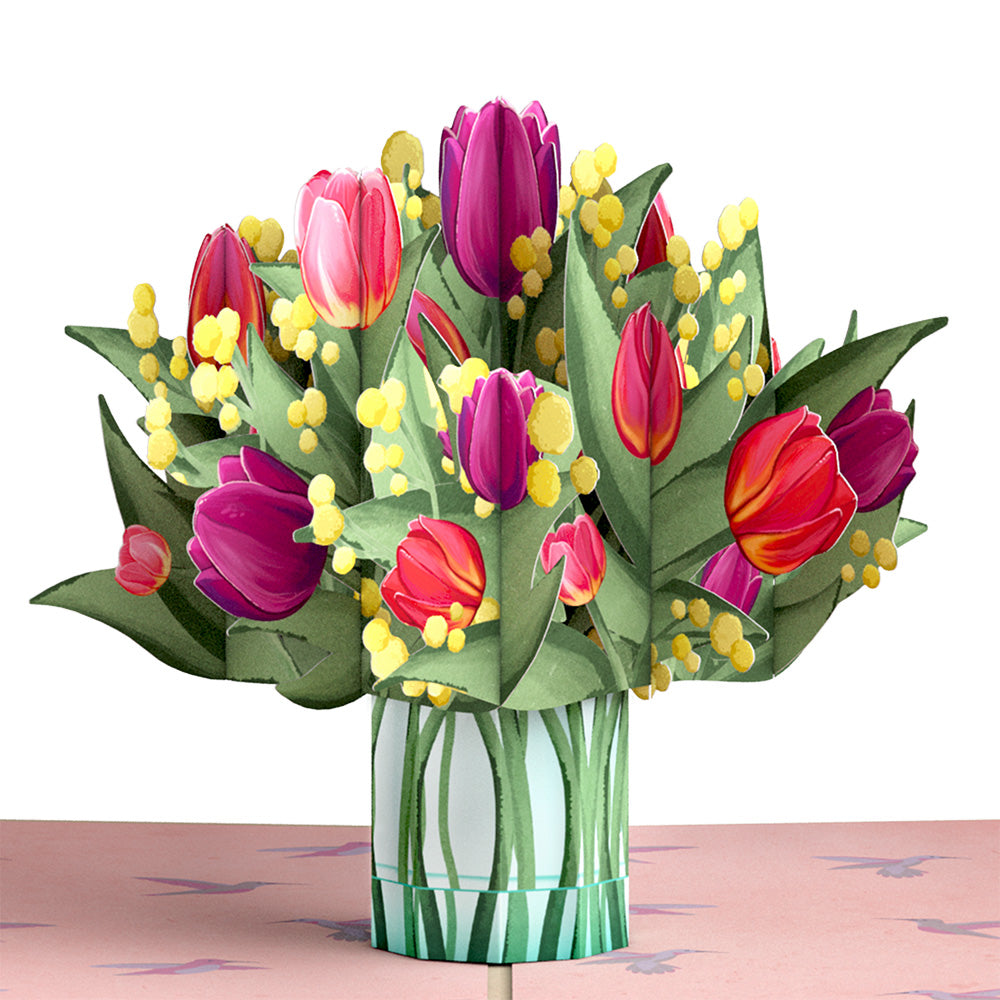 Cheerful Tulips Birthday Pop-Up Card and Surprise Skeleton Sentiment Set