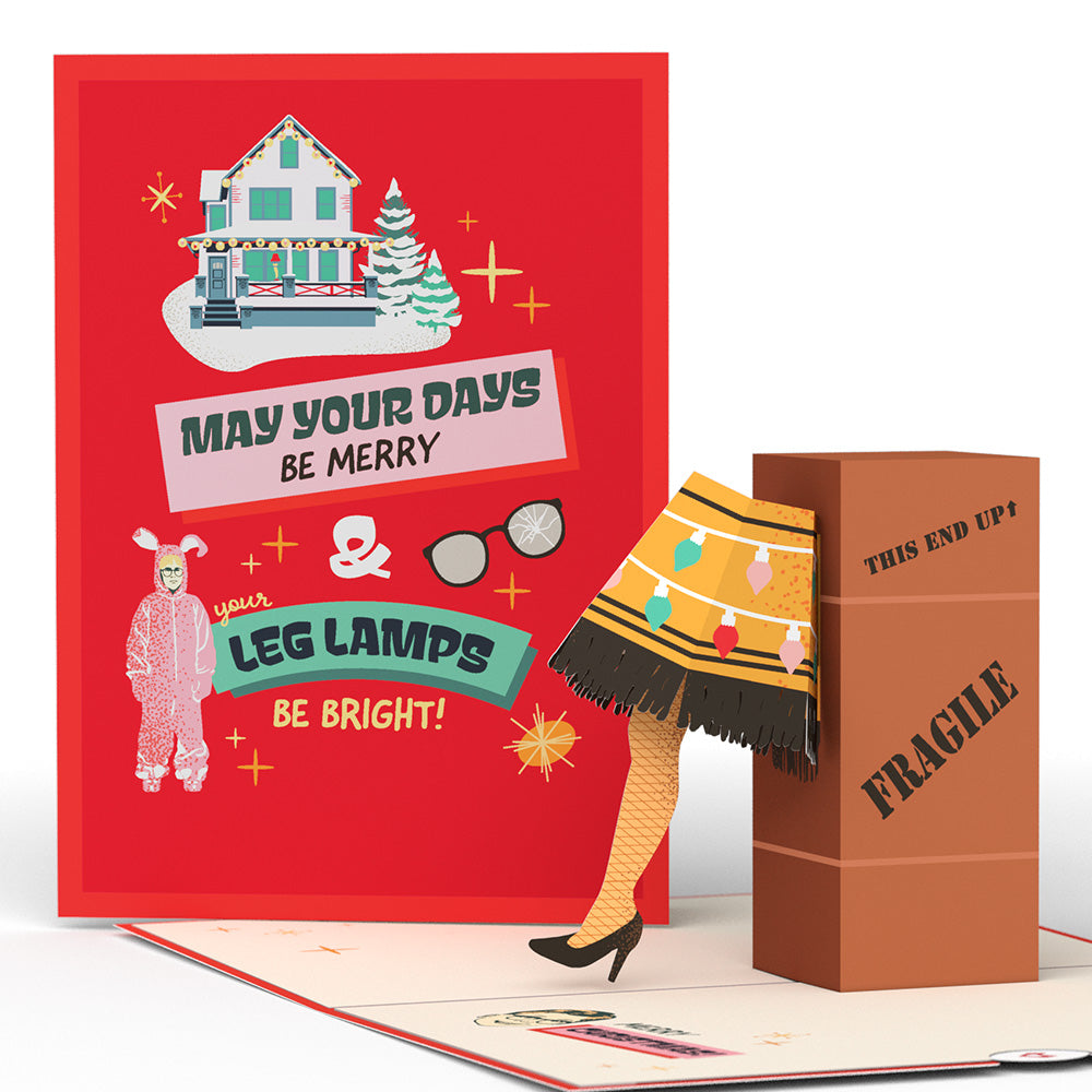 A Christmas Story Holiday Leg Lamp Pop-Up Card & Flower Buds Bouquet Bundle