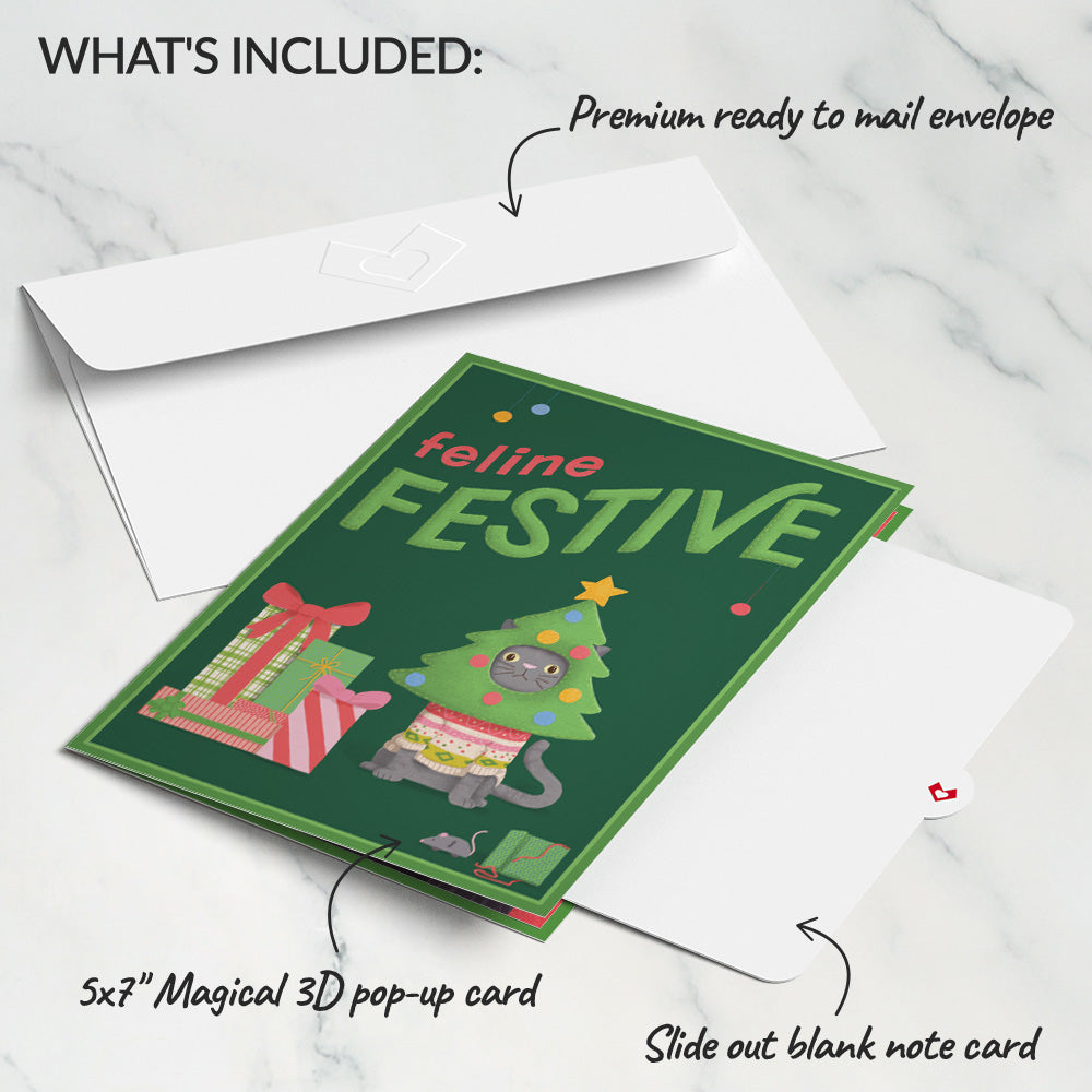 Christmas Cat Stockings Pop-Up Card