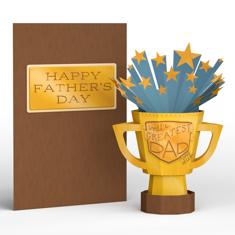 World’s Greatest Dad Card with Mini Pop-Up Trophy Gift
