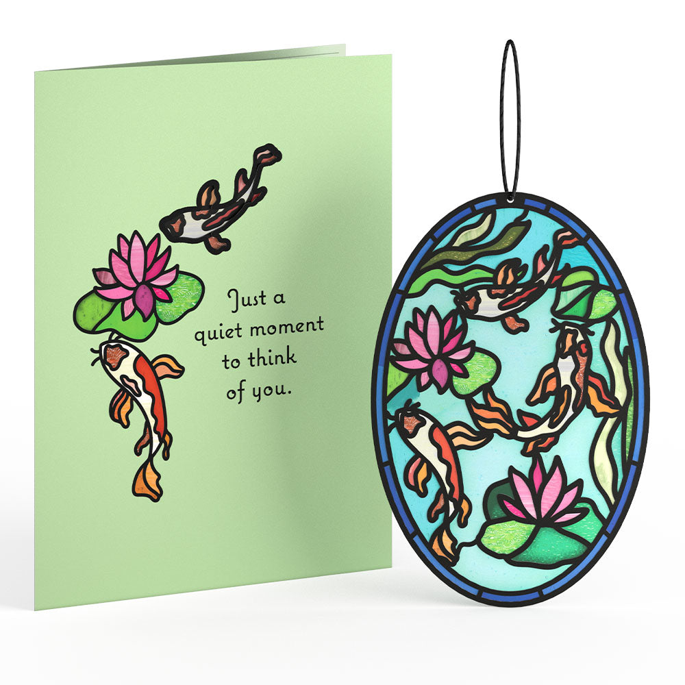 Quiet Moment Koi Pond Suncatcher Card