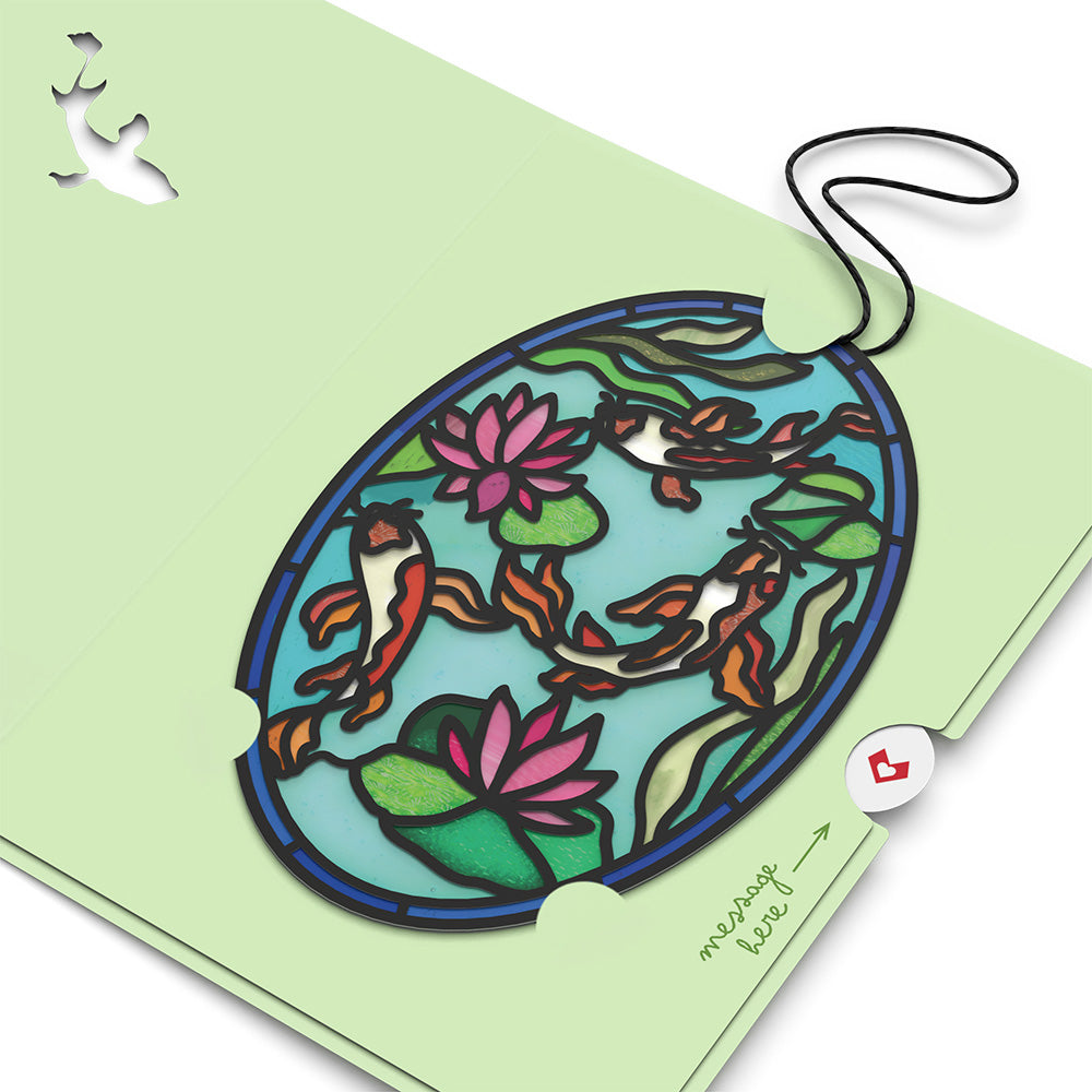 Quiet Moment Koi Pond Suncatcher Card