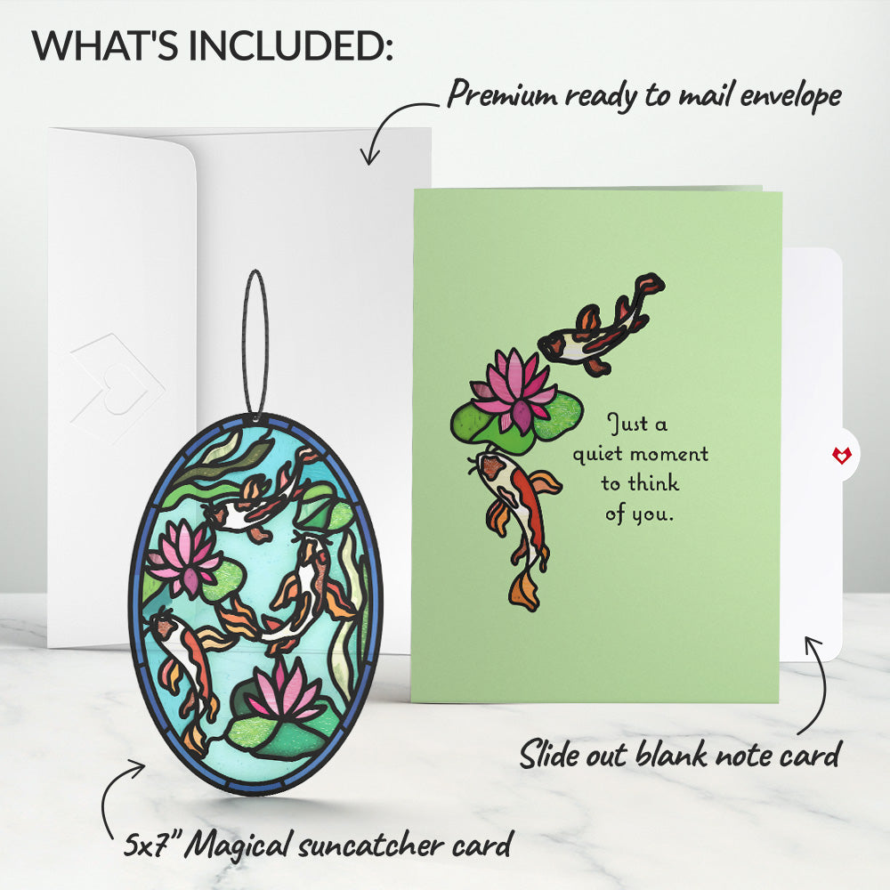 Quiet Moment Koi Pond Suncatcher Card