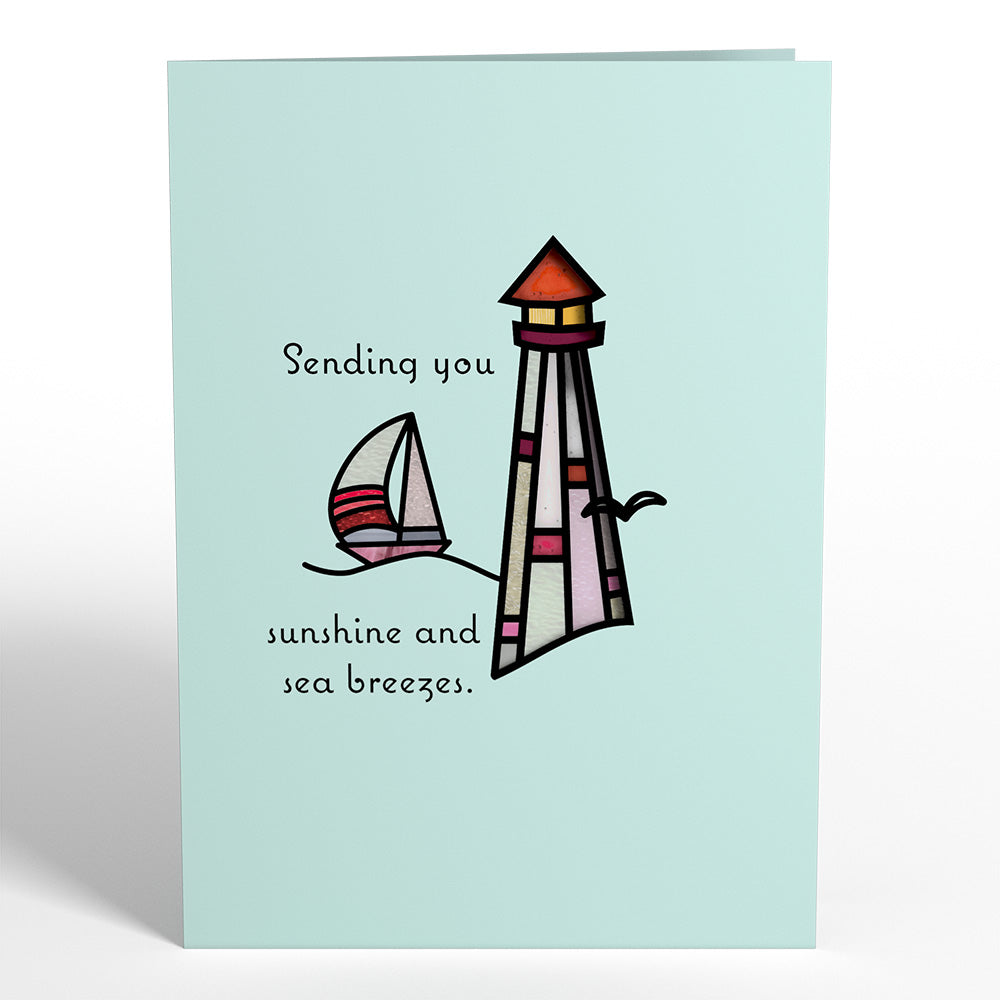 Sunshine and Sea Breezes Lighthouse Suncatcher Card