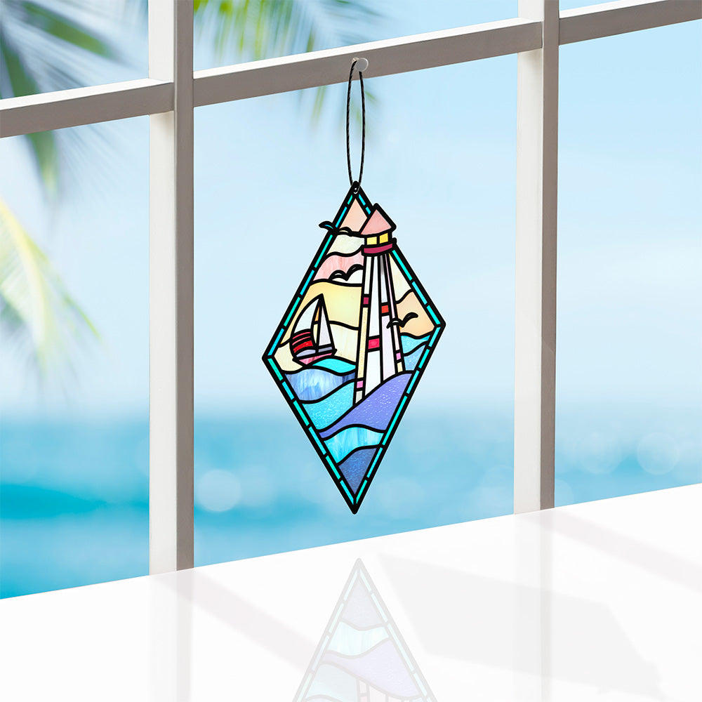 Sunshine and Sea Breezes Lighthouse Suncatcher Card