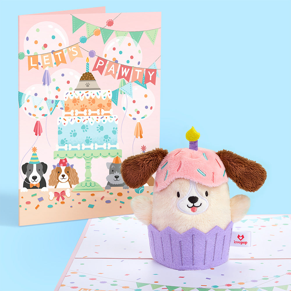 'Let's Pawty' Birthday Dog Plushpop Card