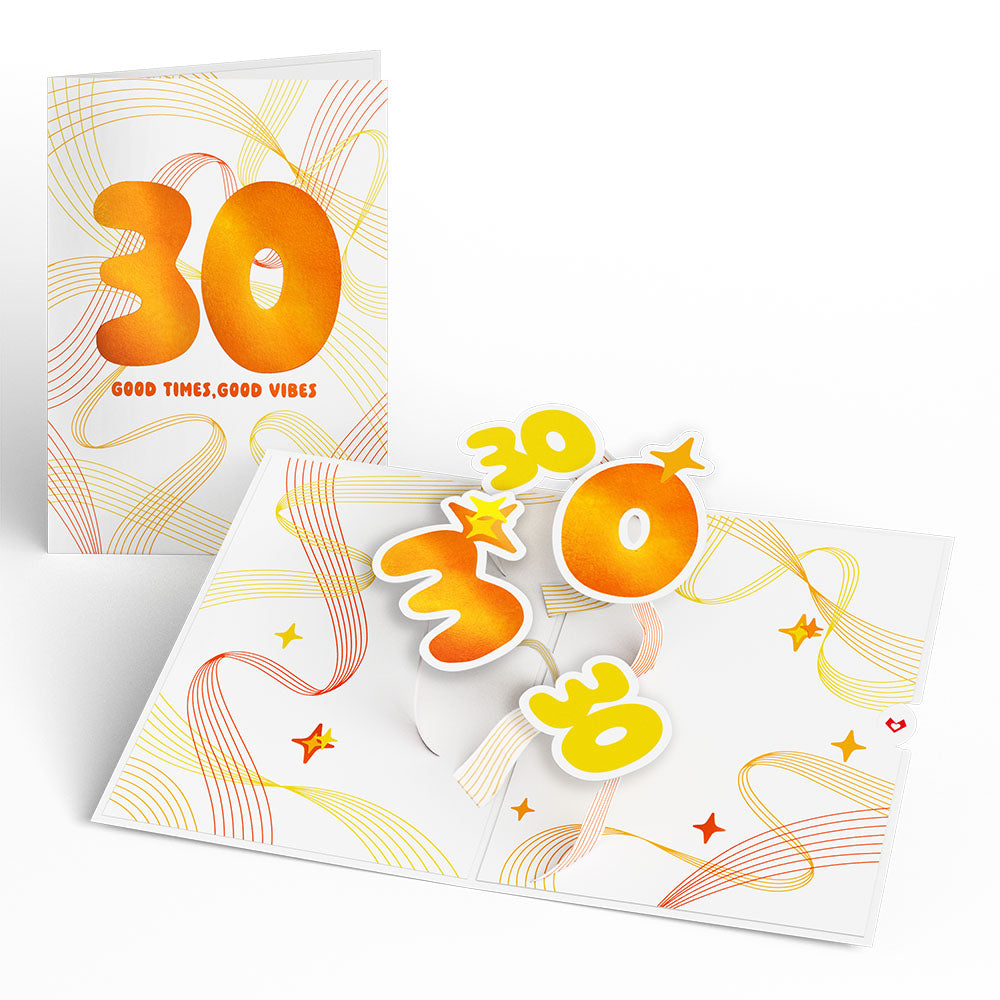 Good Times, Good Vibes 30th Birthday Pop-Up Card