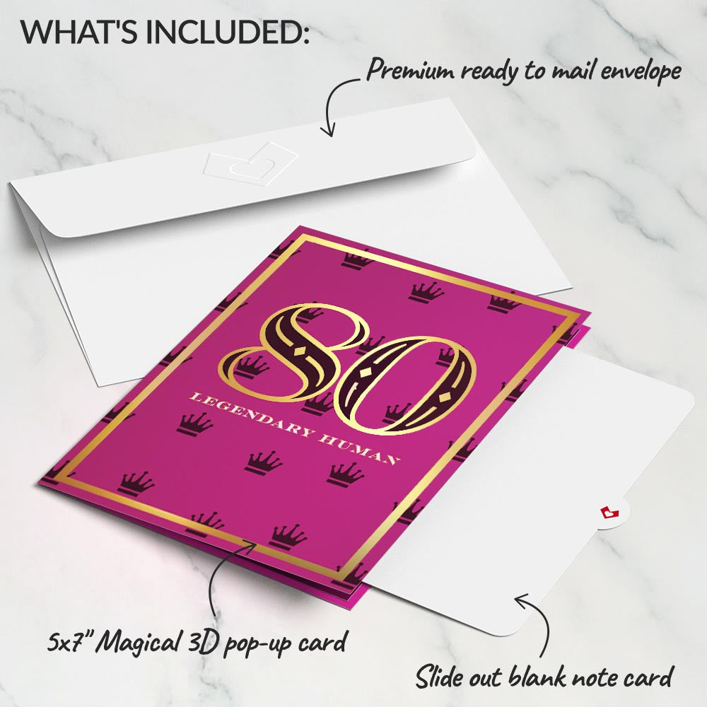 Legendary Human 80th Birthday Pop-Up Card