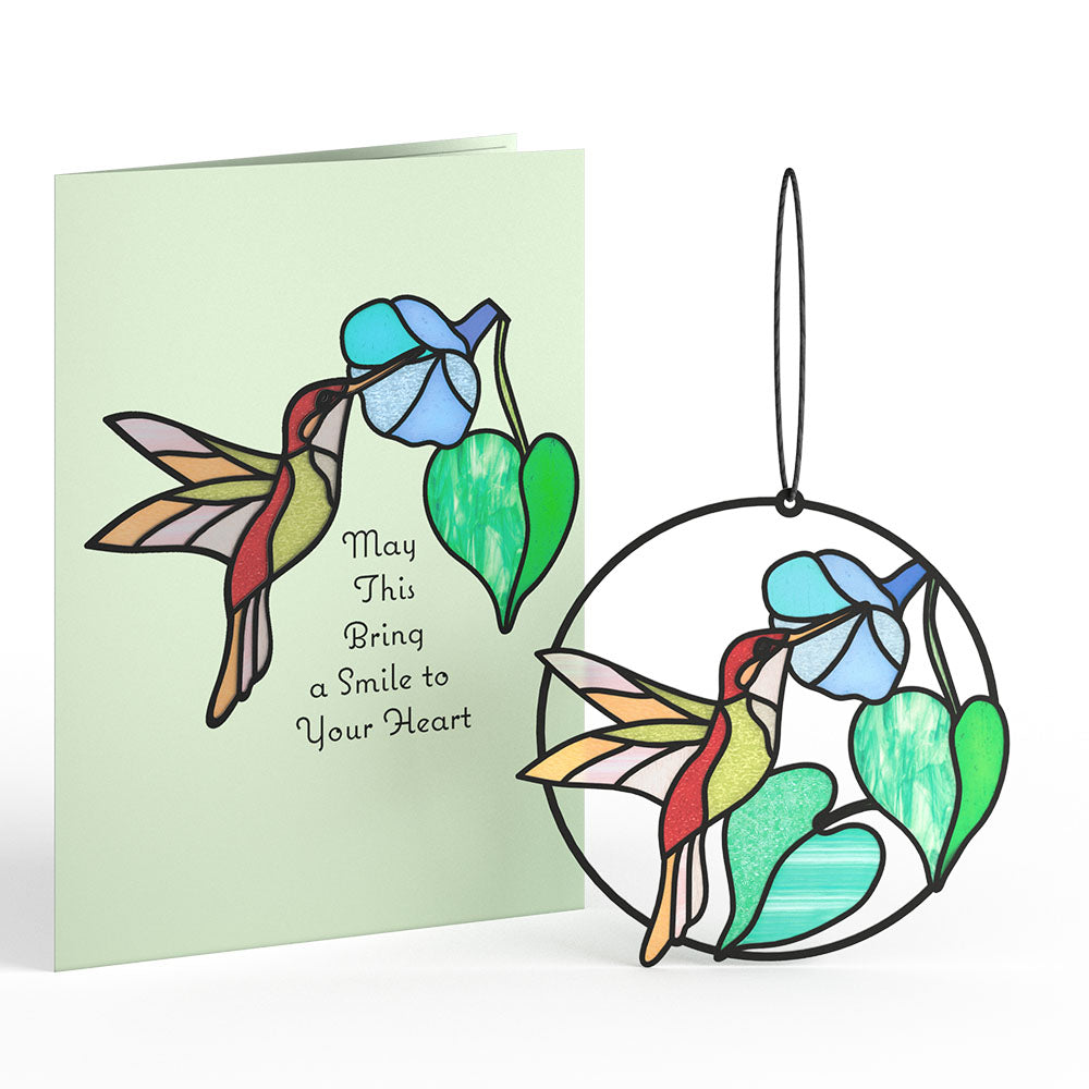 Smile to Your Heart Hummingbird Suncatcher Card