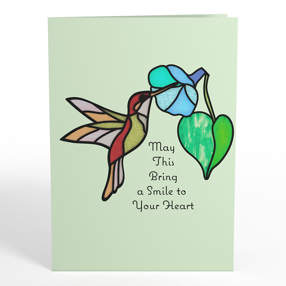 Smile to Your Heart Hummingbird Suncatcher Card