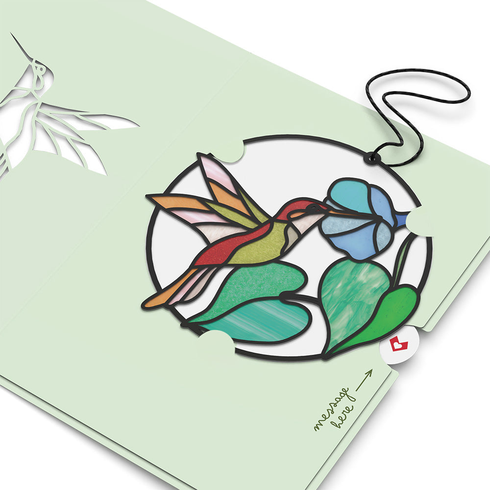 Smile to Your Heart Hummingbird Suncatcher Card