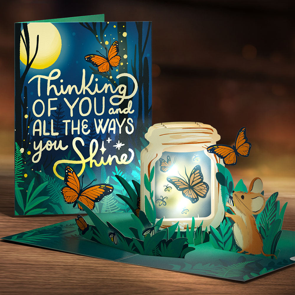 Thinking of You Butterfly Jar Light-Up Pop-Up Card