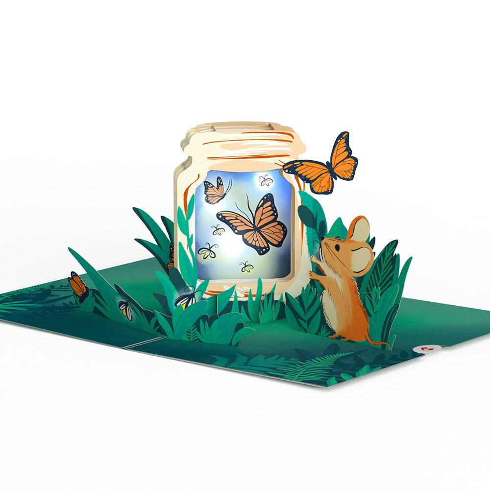 Thinking of You Butterfly Jar Light-Up Pop-Up Card