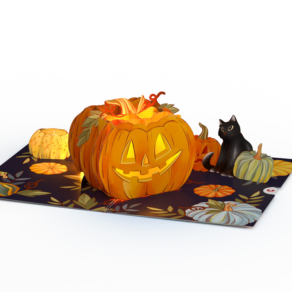Happy Halloween Pumpkin Light-Up Pop-Up Card