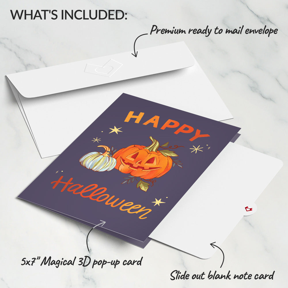 Happy Halloween Pumpkin Light-Up Pop-Up Card