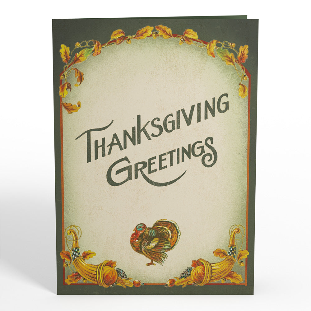 Thanksgiving Greetings Vintage Turkey Pop-Up Card