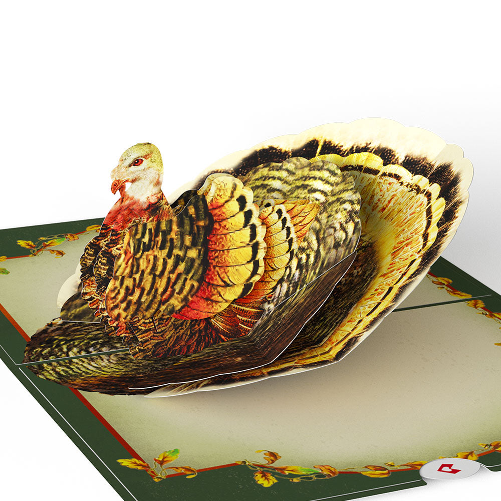Thanksgiving Greetings Vintage Turkey Pop-Up Card