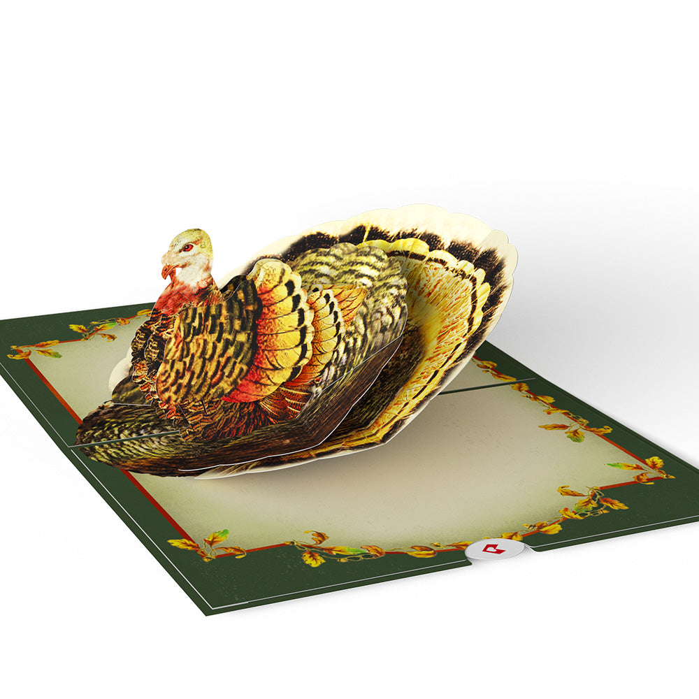 Thanksgiving Greetings Vintage Turkey Pop-Up Card