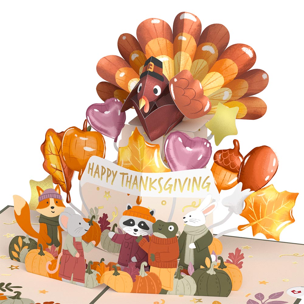 Woodland Animals Thanksgiving Day Parade Pop-Up Card