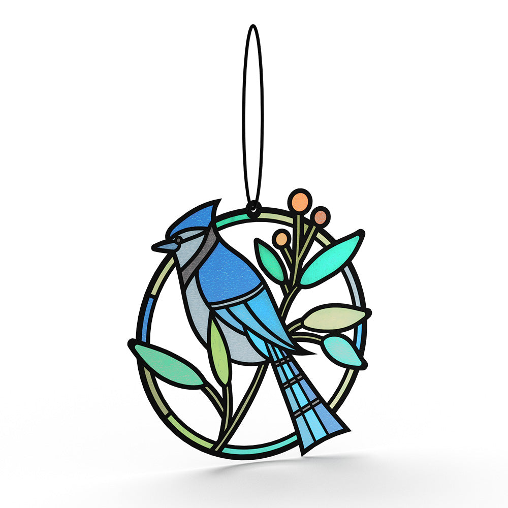 Simple Hello Blue Jay Suncatcher Card