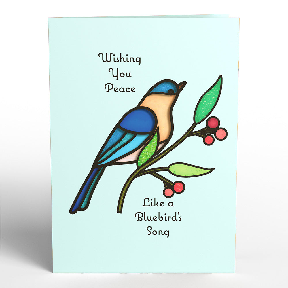 Wishing You Peace Bluebird Suncatcher Card