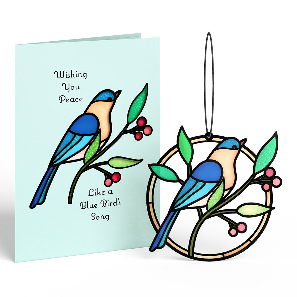 Wishing You Peace Bluebird Suncatcher Card