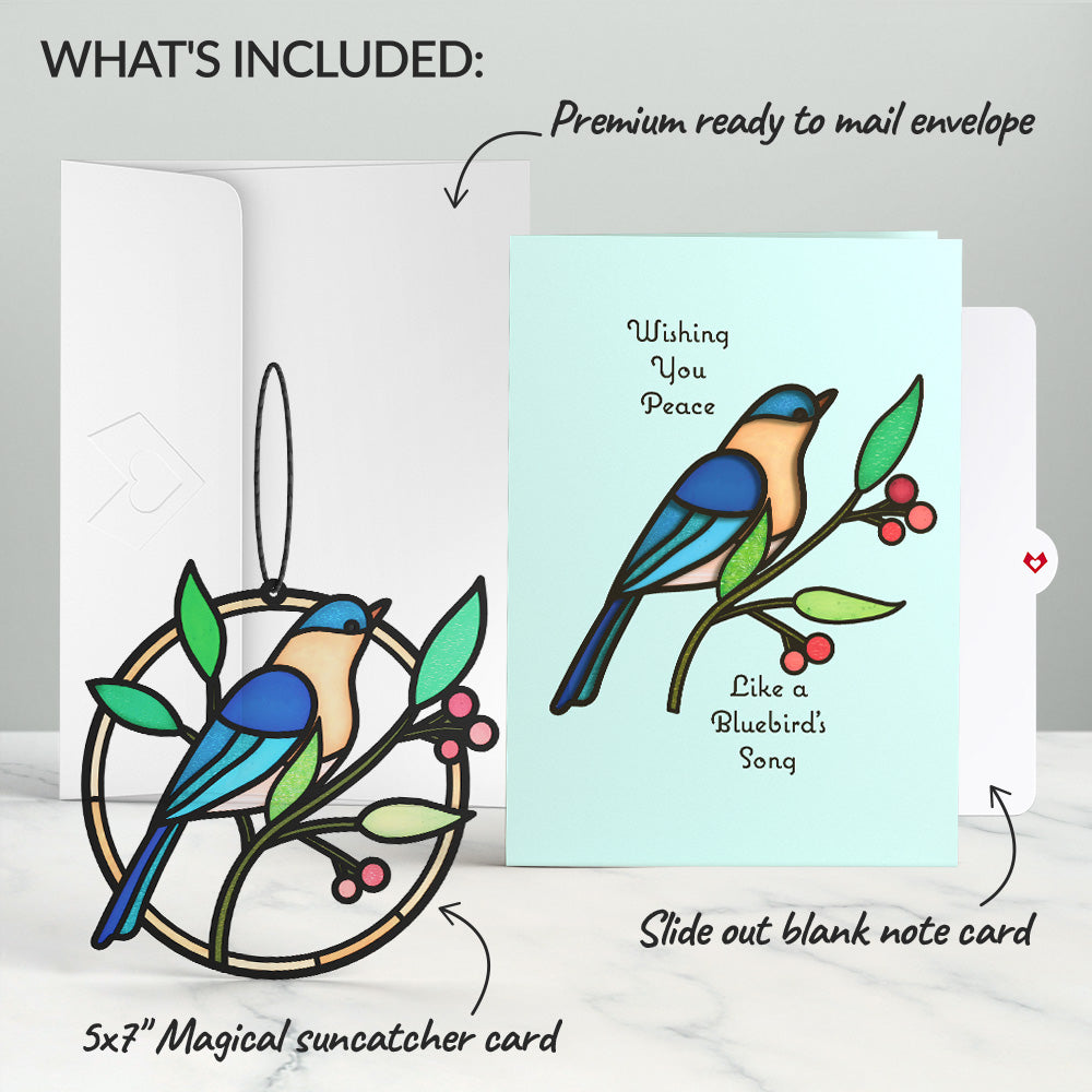 Wishing You Peace Bluebird Suncatcher Card