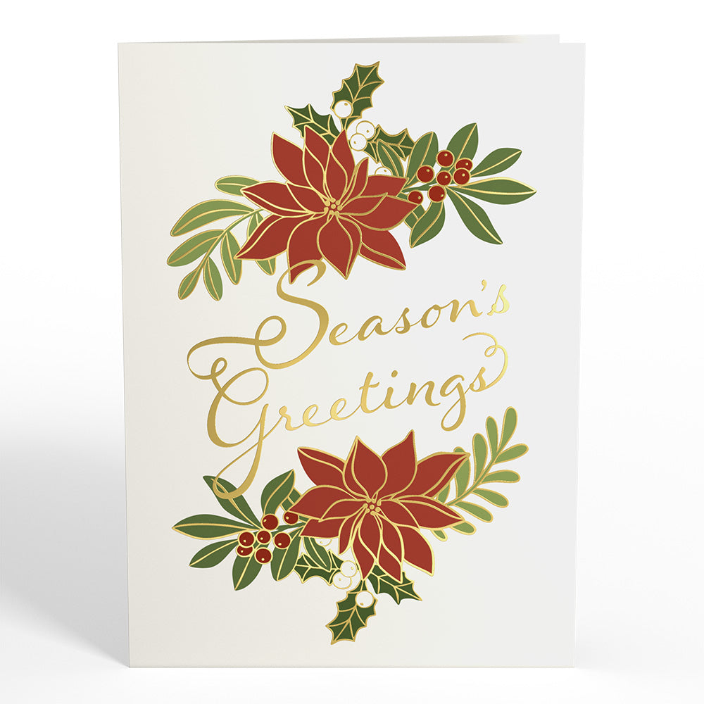 Season's Greetings Poinsettia Wreath Pop-Up Card