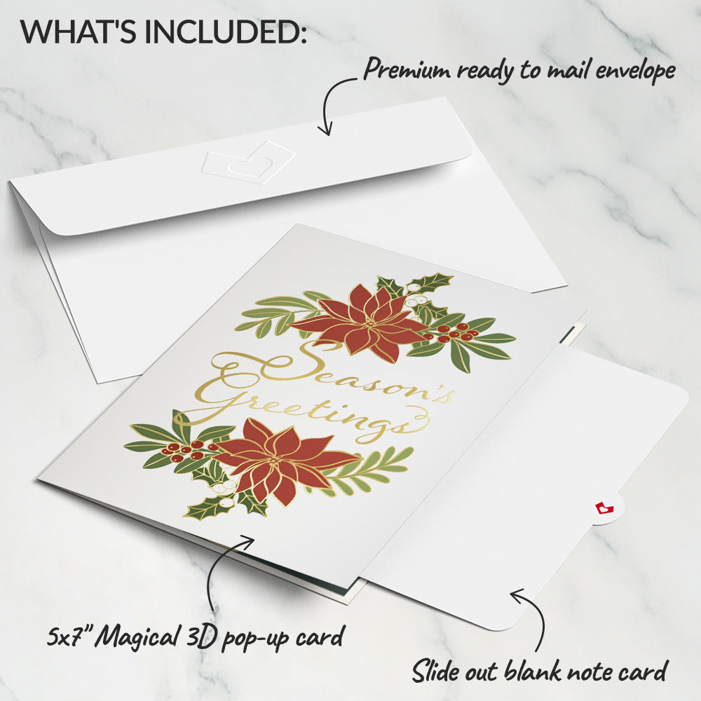Season's Greetings Poinsettia Wreath Pop-Up Card