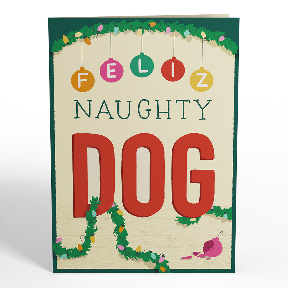 Feliz Naughty Dog Christmas Pop-Up Card