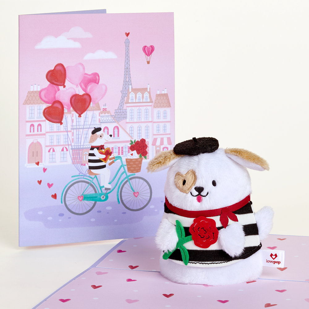 French Love Dog Plushpop Card
