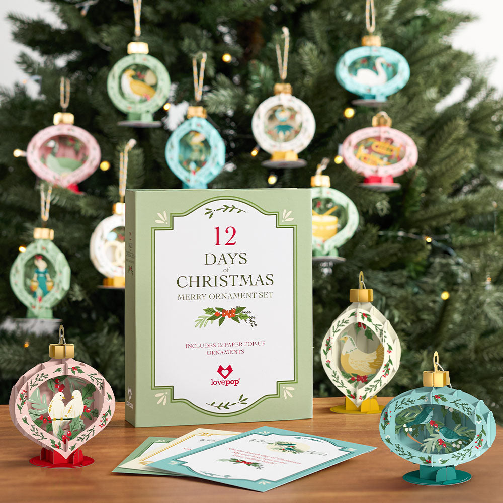 12 Days of Christmas Merry Ornament Set – Lovepop