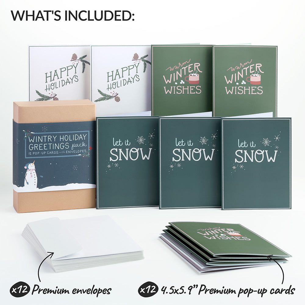 Wintry Holiday Greetings Box Set (Assorted 12-pack): Paperpop® Card