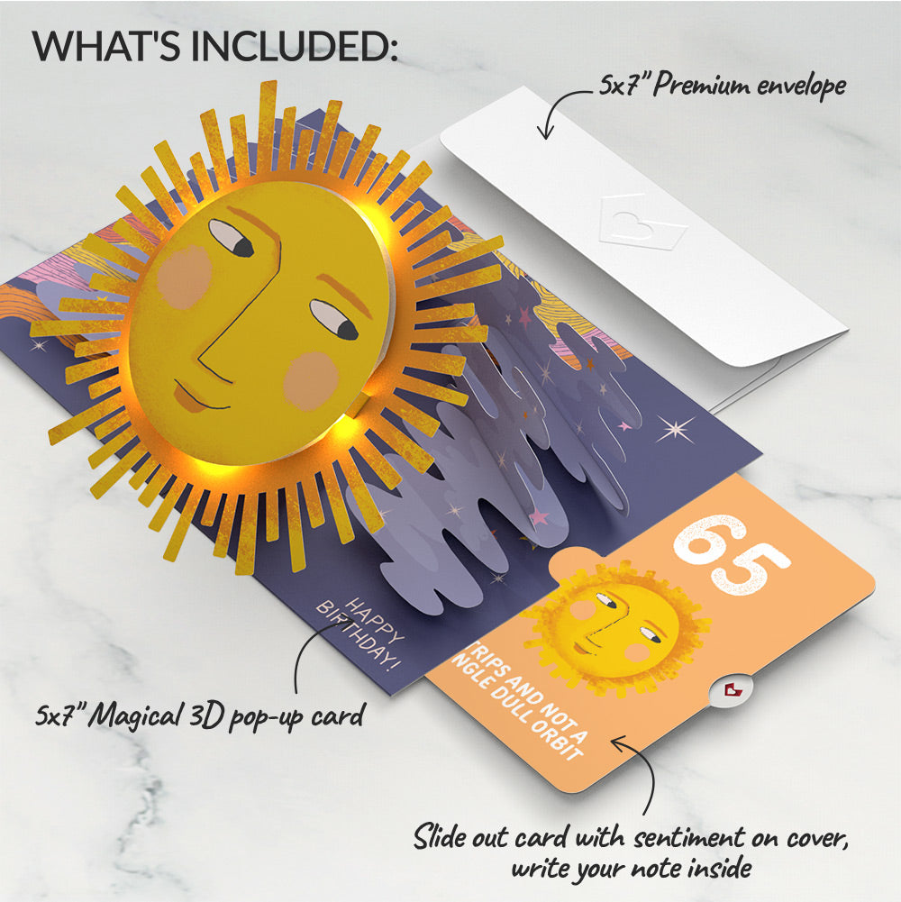 Another Trip Around the Sun 65th Birthday Light-Up Pop-Up Card and Sentiment Set