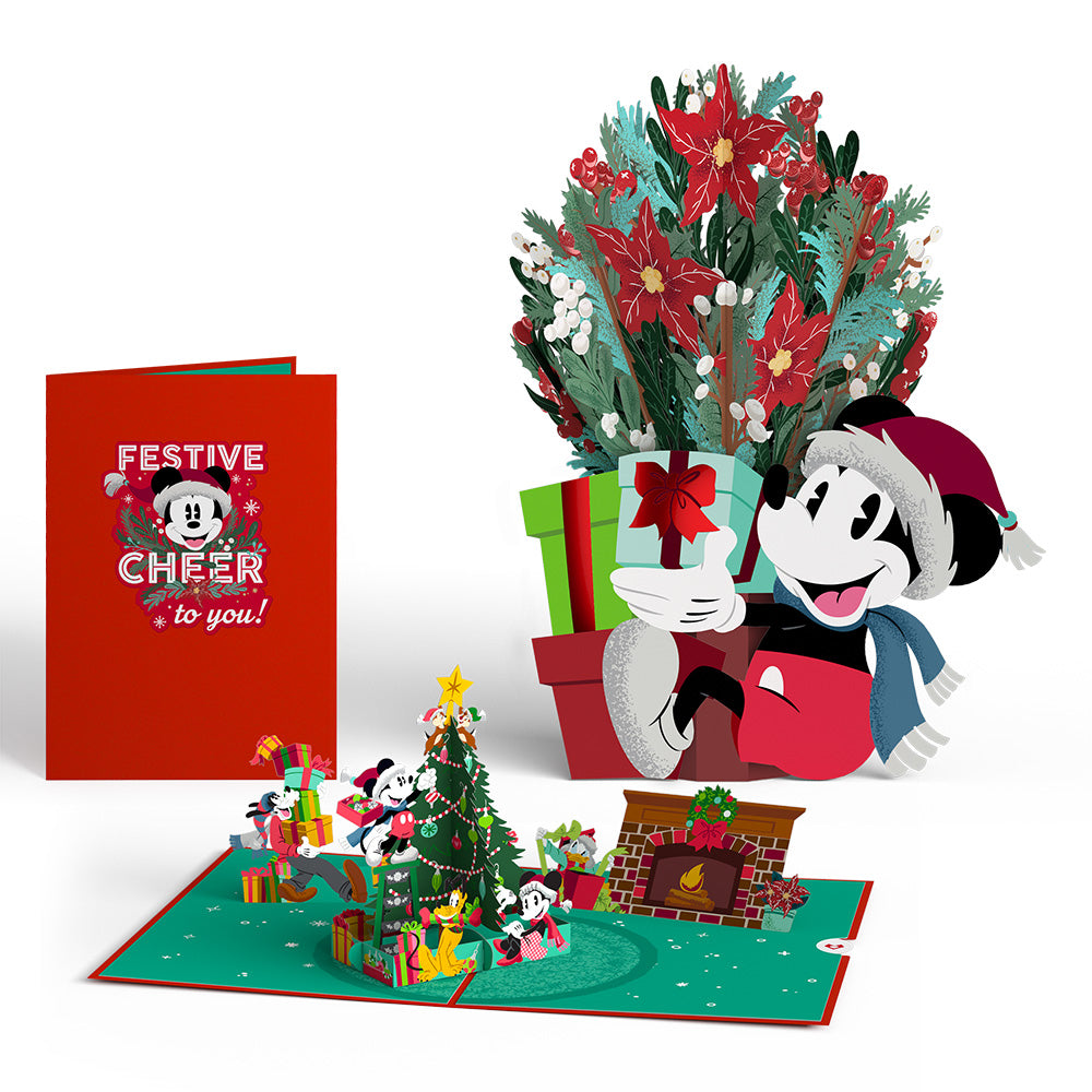 Disney’s Mickey Mouse Festive Cheer Pop-Up Card & Flower Buds Bouquet Bundle