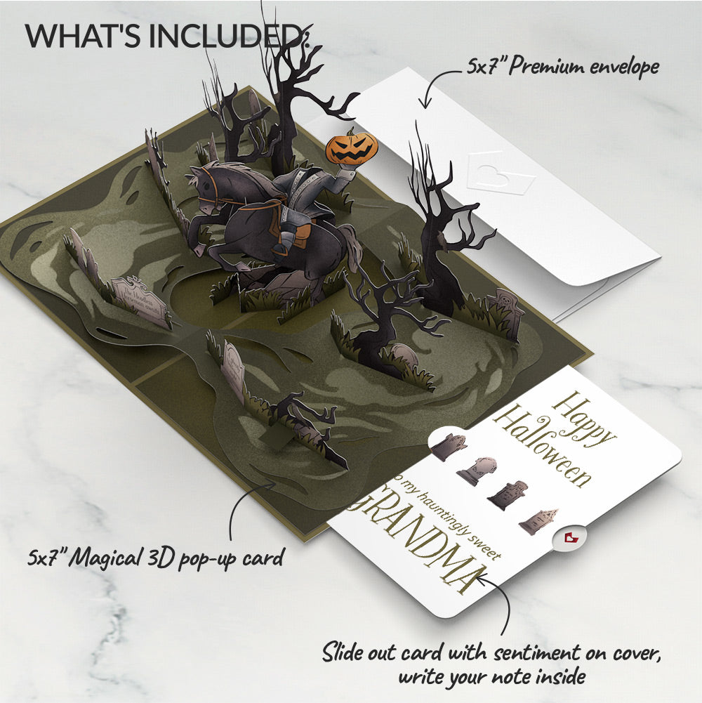 Headless Horseman Halloween Pop-Up Card and Sentiment Set for Grandma